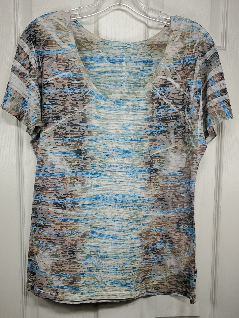 Maurices Burnout Short Sleeve V-Neck Top Women's Large